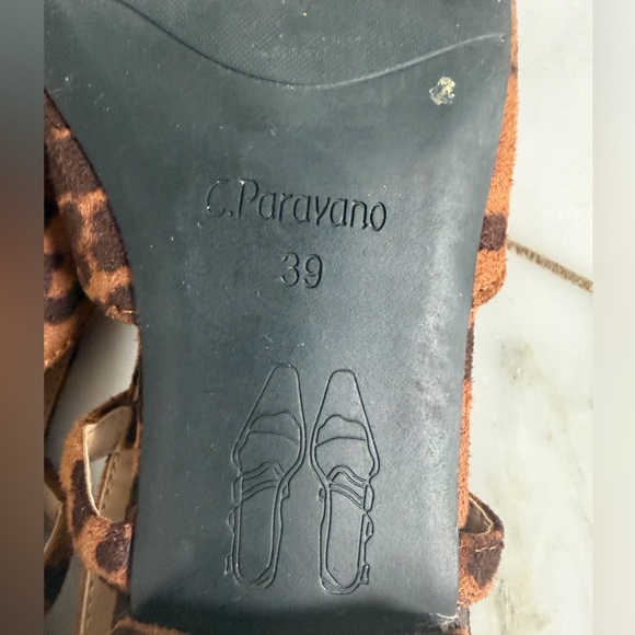 C. Paravano Euro 39 US 8.5 Designer Pointed Toe Cheetah Print Micro Heel Flats - Picture 9 of 9